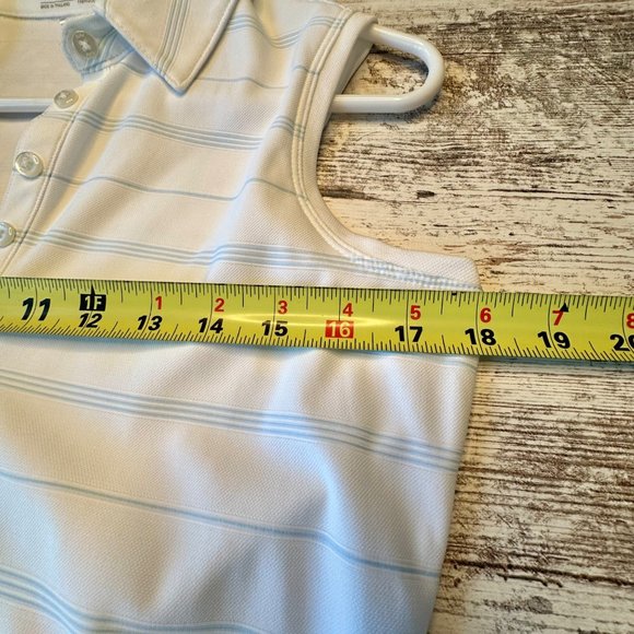 Nike Golf Size Small 4 6 Fit Dry Dri sleeveless Polo Tank Tennis White Blue - Picture 14 of 16